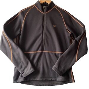 Ariat‎ Mens Quarter Zip Pullover M Black Copper Stitching Fleece Equestrian Fall